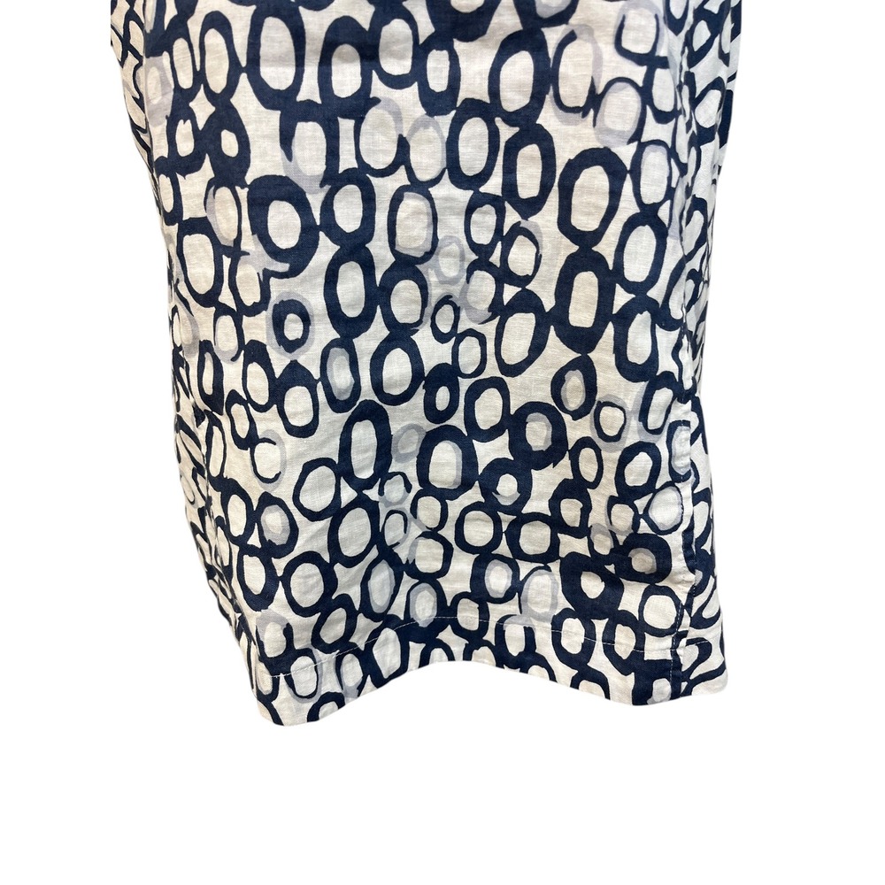 HABITAT Linen Cotton Tank Top Sz L Blue White Print Lagenlook Coastal - Picture 7 of 13